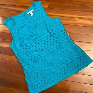 Banana Republic Teal Eyelet Top 4P
